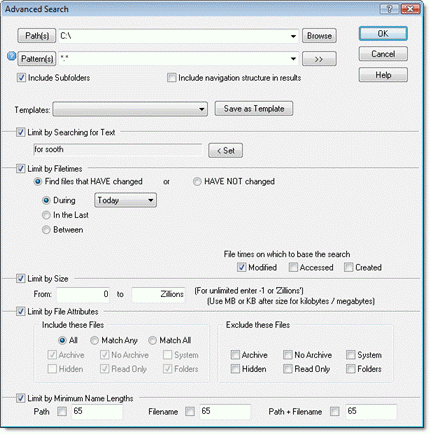 Find files by pattern matching