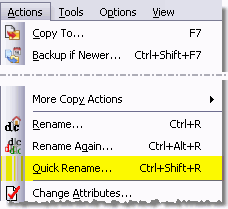 Quick Rename menu item