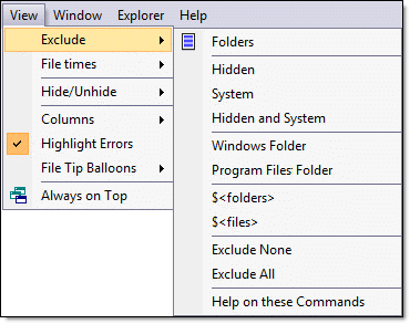 Include and Exclude options for Explorer Tabs