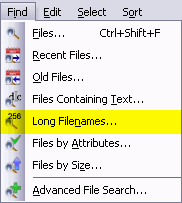 Menu item for finding old files